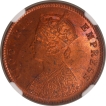 Scarce NGC MS 64 RB Copper One Quarter Anna Coin of Victoria Empress of Calcutta Mint of 1893.