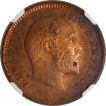 NGC MS 63 RB Graded Bronze One Quarter Anna Coin of King Edward VII of Calcutta Mint of 1906.