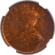 Rare NGC MS 65 RB Bronze One Quarter Anna Coin of King George V of Calcutta Mint of 1913.