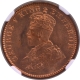 Very Rare NGC MS 66 RD Graded Top Pop Bronze One Quarter Anna Coin of 1917 of King George V of Calcutta Mint.