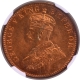 Very Rare Graded NGC MS 66 RB Bronze 1918 of One Quarter Anna Coin of King George V of Calcutta Mint.