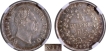 Extremely Rare NGC MS 62 Graded Silver Quarter Rupee Coin of King William IIII of Bombay Mint of 1835.