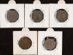 King George V Cupro Nickel Four Annas Five Coins Collection of Calcutta and Bombay Mint of 1919, 1920, 1921.