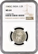 Rare NGC MS 64 Silver Half Rupee Coin of King George VI of Calcutta Mint of 1940.