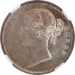 Very Rare NGC MS 64 Graded Silver One Rupee Coin of Victoria Queen of Calcutta and Bombay Mint of 1840.