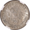 Very Rare NGC MS 64 Graded Silver One Rupee Coin of Victoria Queen of Calcutta and Bombay Mint of 1840.