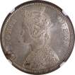 Calcutta Mint of NGC MS 62 Graded Silver One Rupee Coin of Victoria Queen of 1862.