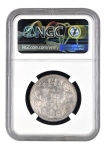 Calcutta Mint of NGC MS 62 Graded Silver One Rupee Coin of Victoria Queen of 1862.