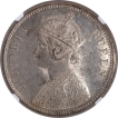 Silver One Rupee NGC MS 62 Graded Coin of Victoria Queen of Bombay Mint of 1862.