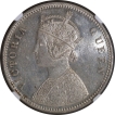 Rare NGC MS 61 Graded Silver One Rupee Coin of Victoria Queen of Calcutta Mint of 1874.