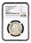 Rare NGC MS 61 Graded Silver One Rupee Coin of Victoria Queen of Bombay Mint of 1874.