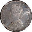 NGC MS 62 Graded Victoria Empress Silver One Rupee Coin of Calcutta Mint of 1877.