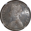 NGC MS 62 Graded Silver One Rupee Coin of Victoria Empress of Calcutta Mint of 1878.