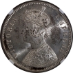 Rare NGC MS 63 Graded Silver One Rupee Coin of Victoria Empress of Calcutta Mint of 1885.