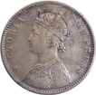 B Raised Top and Bottom Silver One Rupee Coin of Victoria Empress of Bombay Mint of 1885.