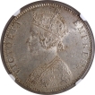 NGC MS 62 Graded Silver One Rupee Coin of Victoria Empress of Bombay Mint of 1892.