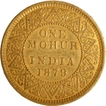 Extremely Rare Gold One Mohur Coin of 1879 of Victoria Empress of Calcutta Mint.