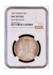 NGC Graded Silver One Dollar Coin of King Edward VII of Strait Settlement of 1907.