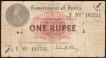 Calcutta Circle of One Rupee Banknote of 1917 of King George V Signed by M M S Gubbay.