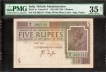 Very Rare Graded PMG 35 Choice Very Fine Banknote of British India of Five Rupees of 1925 Signed by J B Taylor.