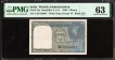 Very  Rare PMG Graded 63  Choice Uncirculated King George VI One Rupee Banknote Signed by C E Jones of 1944.
