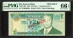 Rare PMG Graded 66 Two Dollars Specimen Banknote of Fiji of 2000.