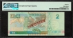 Rare PMG Graded 66 Two Dollars Specimen Banknote of Fiji of 2000.