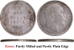 Rare Edge  Error Silver One Rupee Coin of King Edward VII of Bombay Mint of 1906.