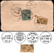 Victoria Half Anna Blue Green Cover with Yellow Label sent from Ajmer to Pirawa (Tonk)  in 1894 with Late Fee Paid.