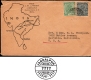 King George V Cover with map of undivided India and 2 stamps.