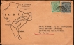 King George V Cover with map of undivided India and 2 stamps.