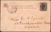 Rare Multi Coloured Picture Post Card of King Edward VII with Surcharged Queen Victoria Stamp.