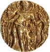 Archer type Gold Dinar Coin of Chandragupta II of Gupta Dynasty with king has a long sword hanging off his waist.