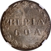 Indo-Potuguese Goa  Luiz I  Silver Rupia  1869 AD Coin graded & slabed by NGC as MS 62.