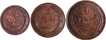 Set of Three Copper Coins, One Two & Four Pice of Madras Presidency.