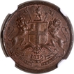 Scarce NGC MS 63 BN Copper One Twelfth Anna Coin of East India Company of Madras Mint of 1835.