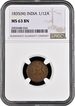 Scarce NGC MS 63 BN Copper One Twelfth Anna Coin of East India Company of Madras Mint of 1835.