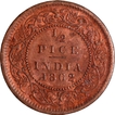 Scarce Copper Half Pice Coin of Victoria Queen of Calcutta Mint of 1862.