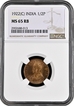 Rare NGC MS 65 RB Bronze Half Pice Coin of King George V of Calcutta Mint of 1922.