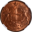 Rare NGC MS 65 RB Copper One Quarter Anna Coin of East India Company of Birmingham Mint of 1858.