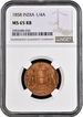 Rare NGC MS 65 RB Copper One Quarter Anna Coin of East India Company of Birmingham Mint of 1858.