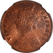 Rare NGC MS 63 RB Graded Copper One Quarter Anna Coin of Victoria Empress of Calcutta Mint of 1897.