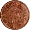 Bronze One Quarter Anna Coin of King Edward VII of Calcutta Mint of 1910.