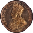 Extremely Rare NGC MS 65 RB Graded Bronze One Quarter Anna Coin of King George V of Calcutta Mint of 1916.