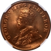 Rare NGC MS 66 RD Bronze One Quarter Anna Coin of King George V of Bombay Mint of 1927.