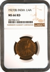 Rare NGC MS 66 RD Bronze One Quarter Anna Coin of King George V of Bombay Mint of 1927.