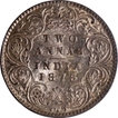 Rare Silver Two Annas Coin of Victoria Queen of Calcutta Mint of 1875.