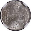 Silver Two Annas Coin of King Edward VII of Calcutta Mint of 1910.