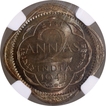 Rare NGC MS 65 Graded Cupro Nickel Two Annas  Coin of Calcutta Mint of King George VI of 1941.