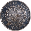 Rare Silver Quarter Rupee Coin of King William IIII of Bombay Mint of 1835 with Persian Variety.